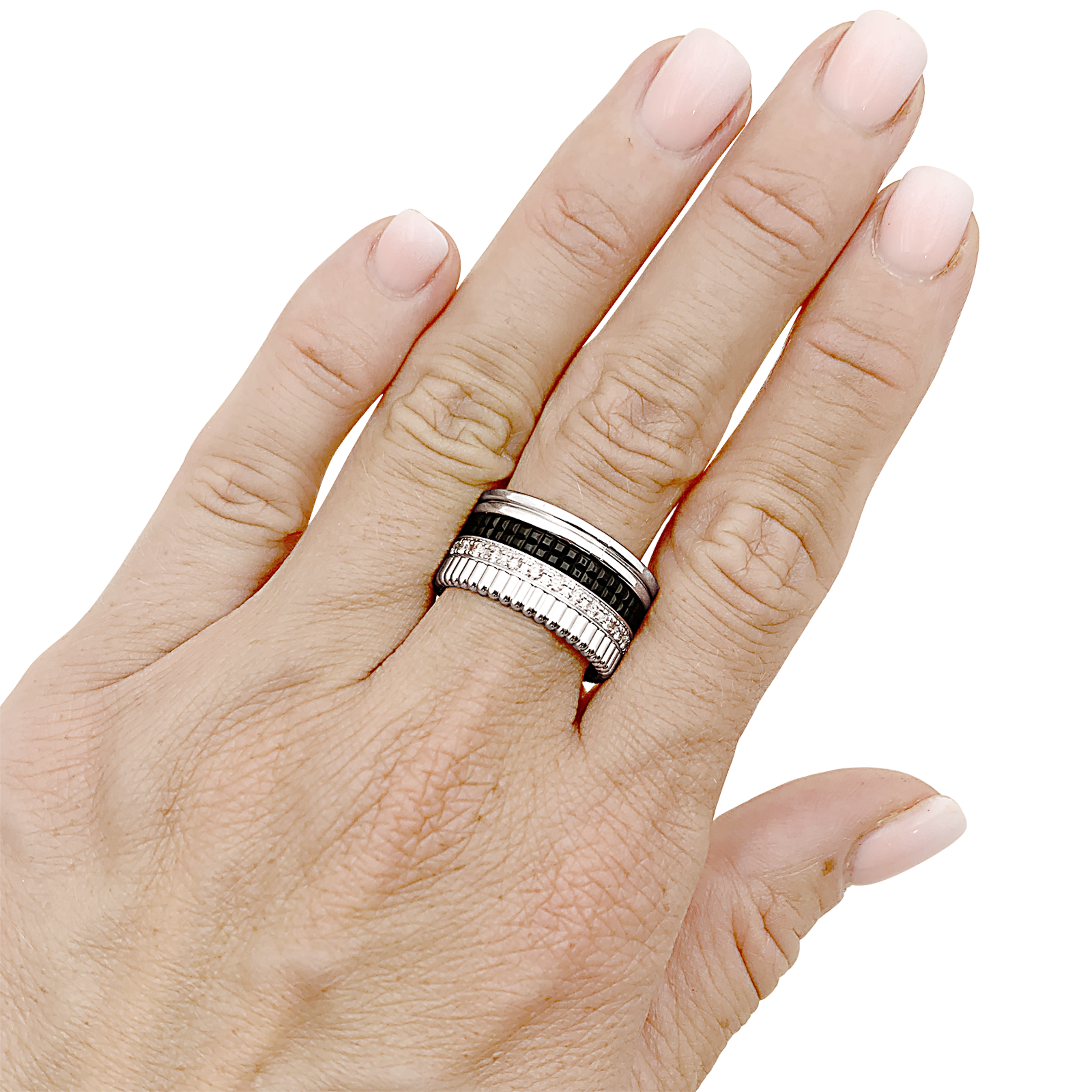 Bague Boucheron, "Quatre Black Edition Large", or blanc, PVD et diamants. 6