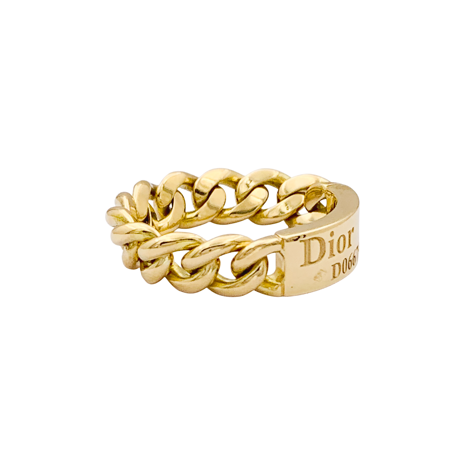 Bague DIOR, "Gourmette" en or jaune. 2