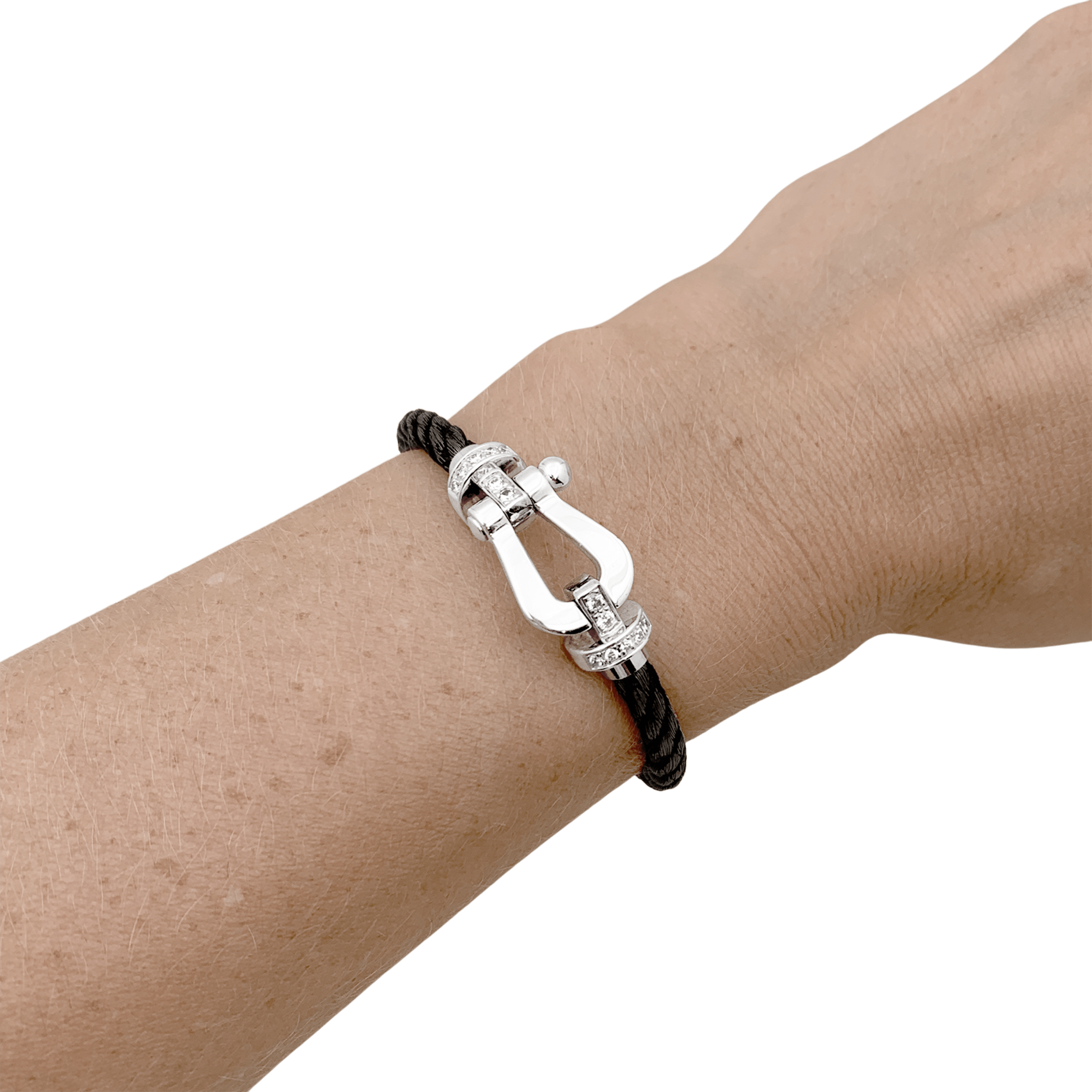 Bracelet Fred, "Force 10", or blanc, diamants. 4