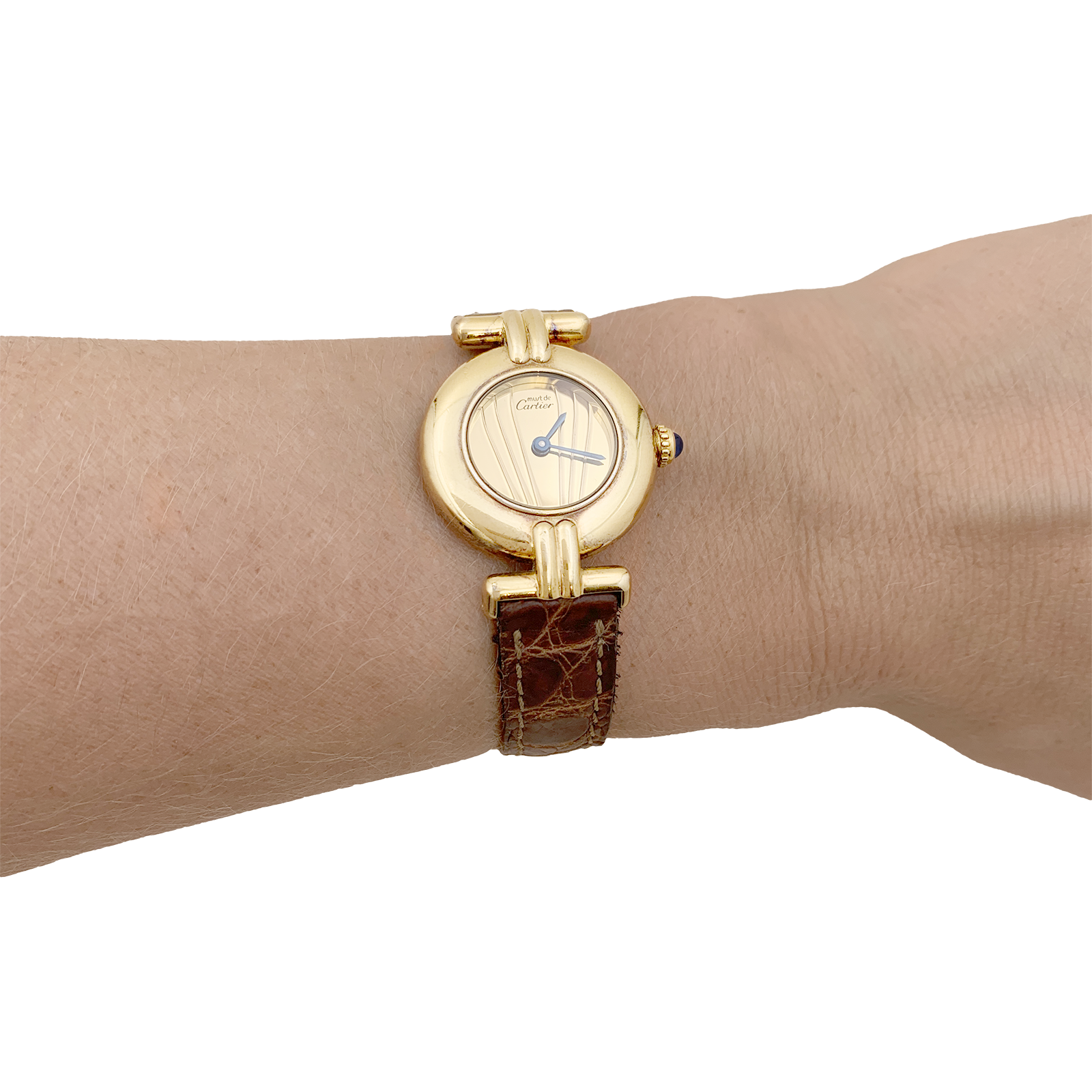 Montre Cartier, "Colisée Must", vermeil, cuir. 4