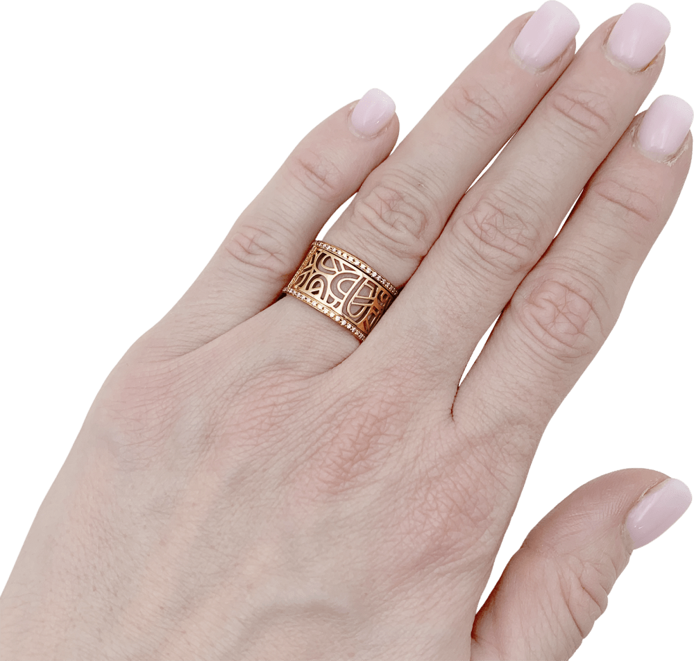 Bague Poiray, "Coeur Fil", or rose et diamants. 4