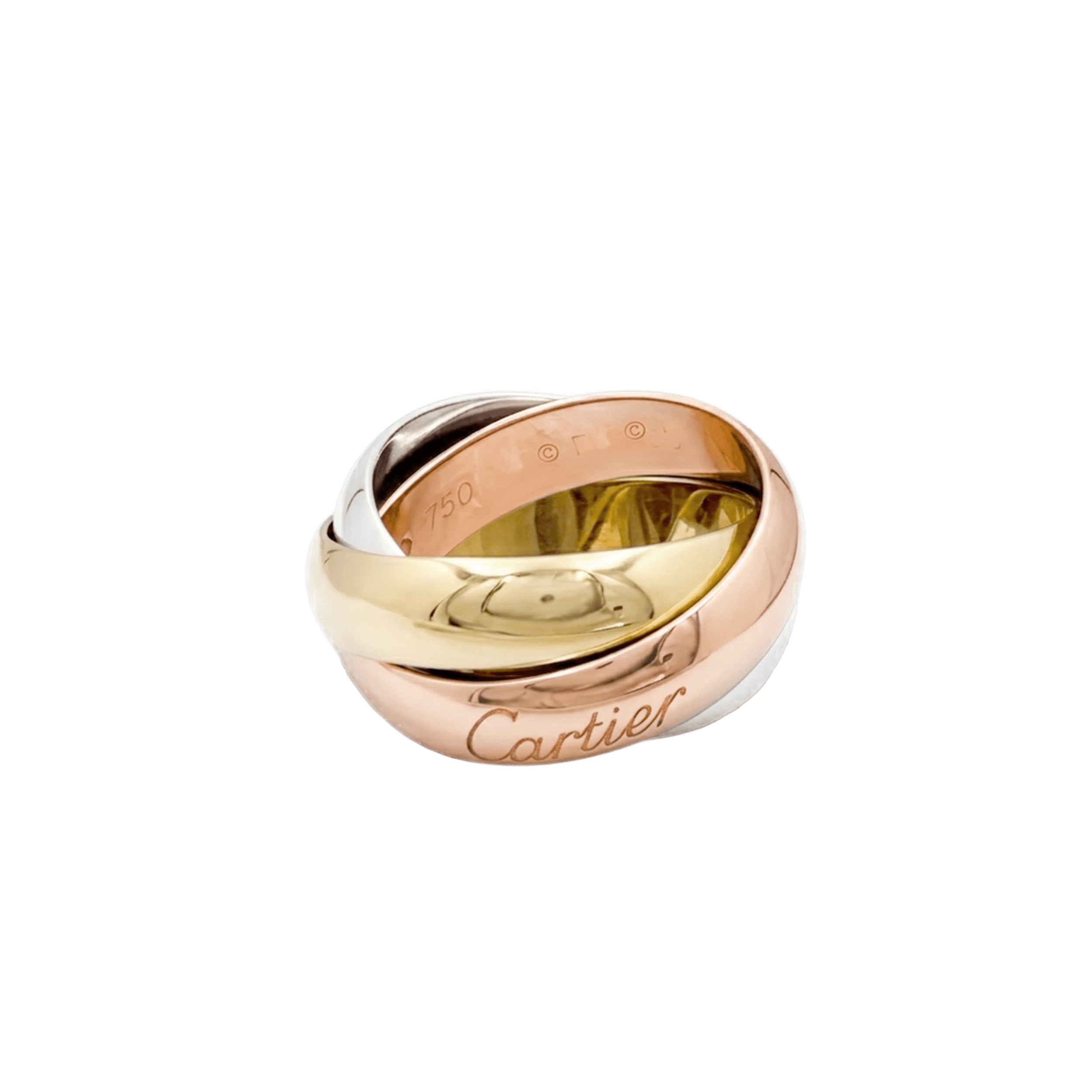 Bague Cartier, "Trinity", trois anneaux en trois tons d'ors. Grand modèle. 4