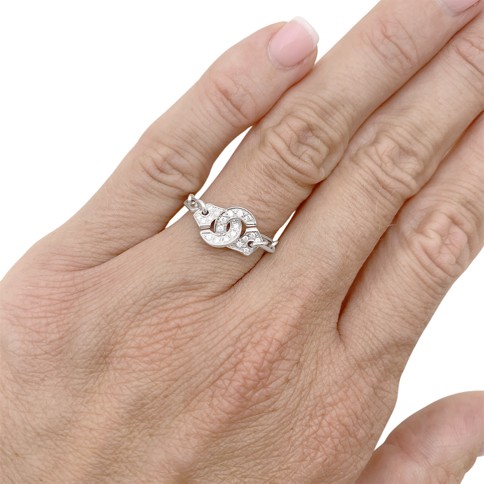 Bague Dinh Van, "Menottes R7.5", or blanc, diamants. 5
