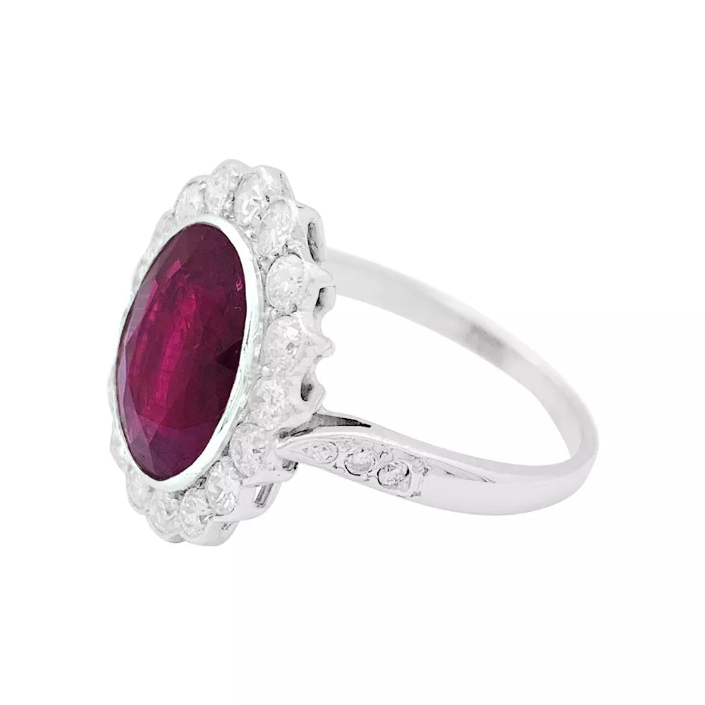 Bague Pompadour rubis, platine, or blanc, diamants. 2