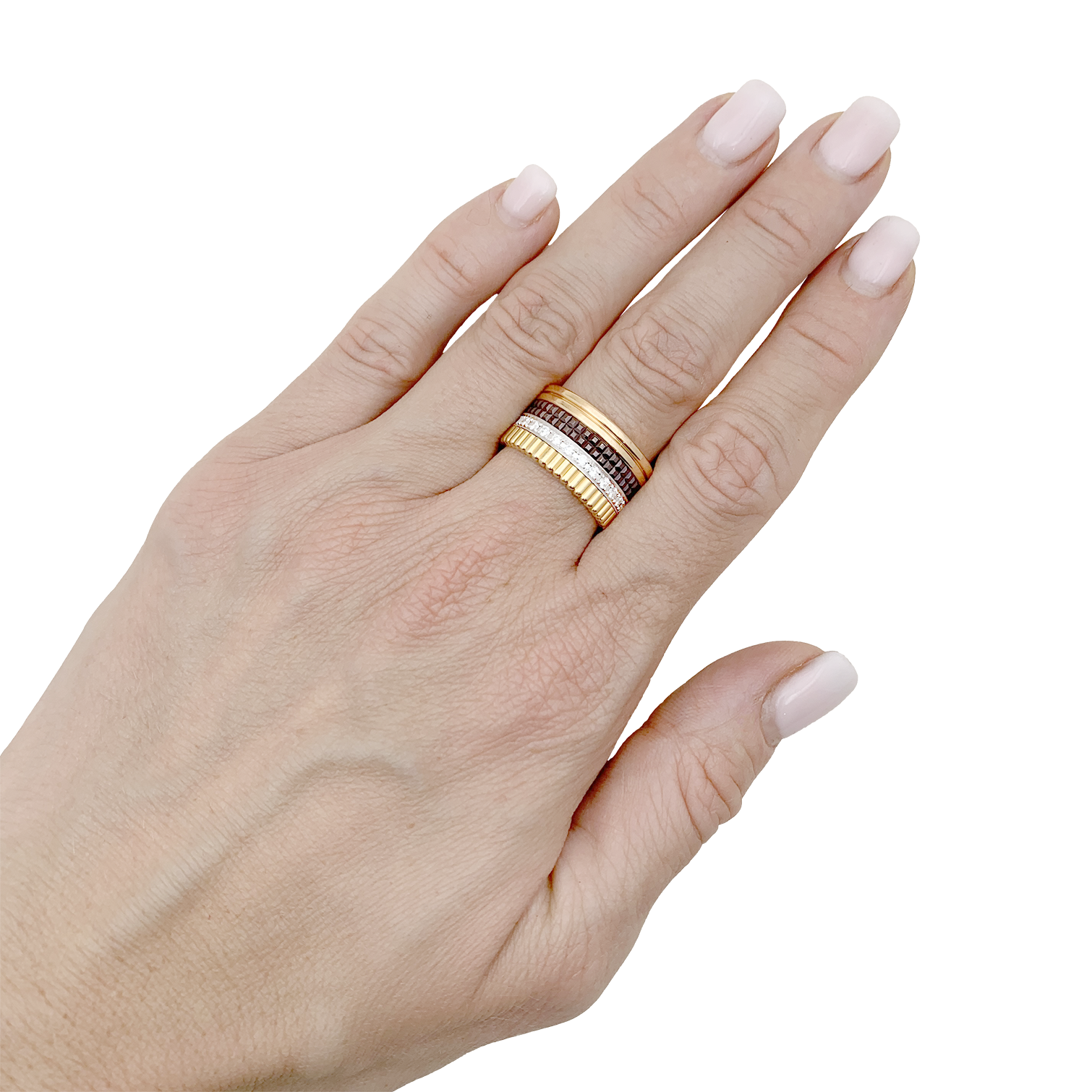 Bague Boucheron "Quatre Classique Large", trois ors et diamants 5