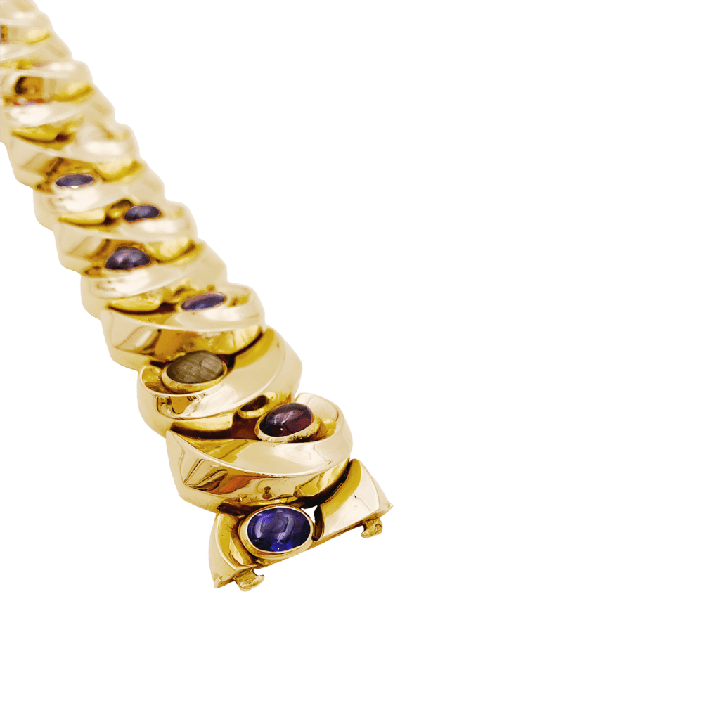 Bracelet or jaune, pierres de couleur. 4