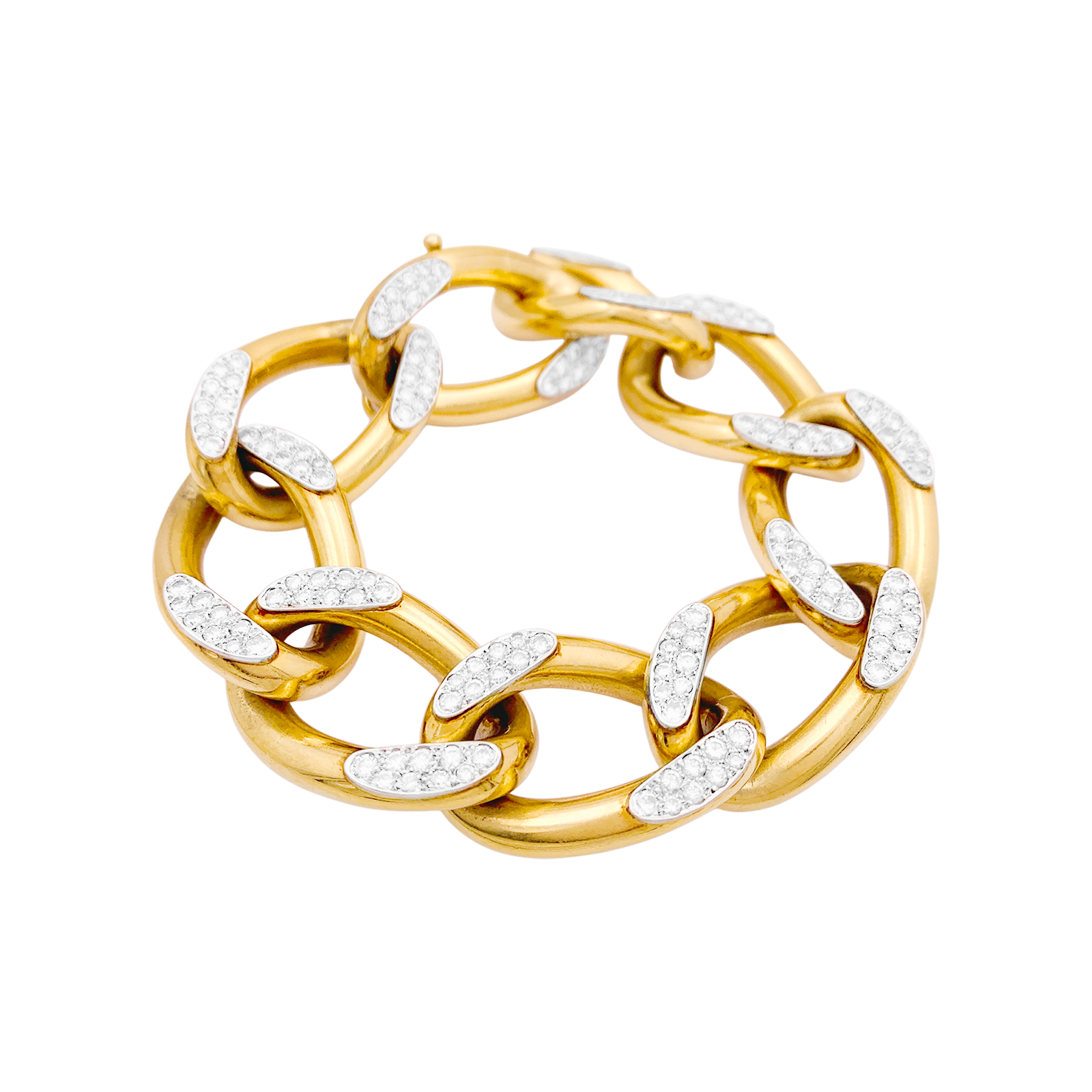 Vintage rose gold, white gold, diamond gourmette bracelet.