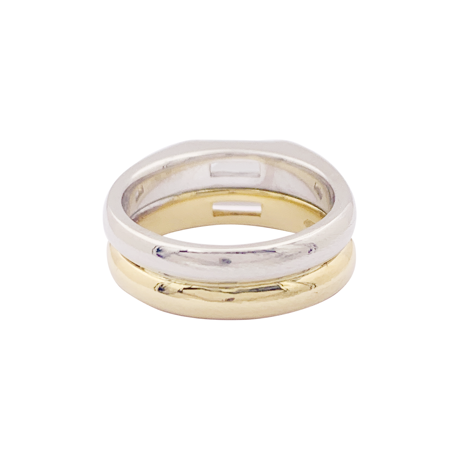 Bague deux ors, diamants baguette. 4