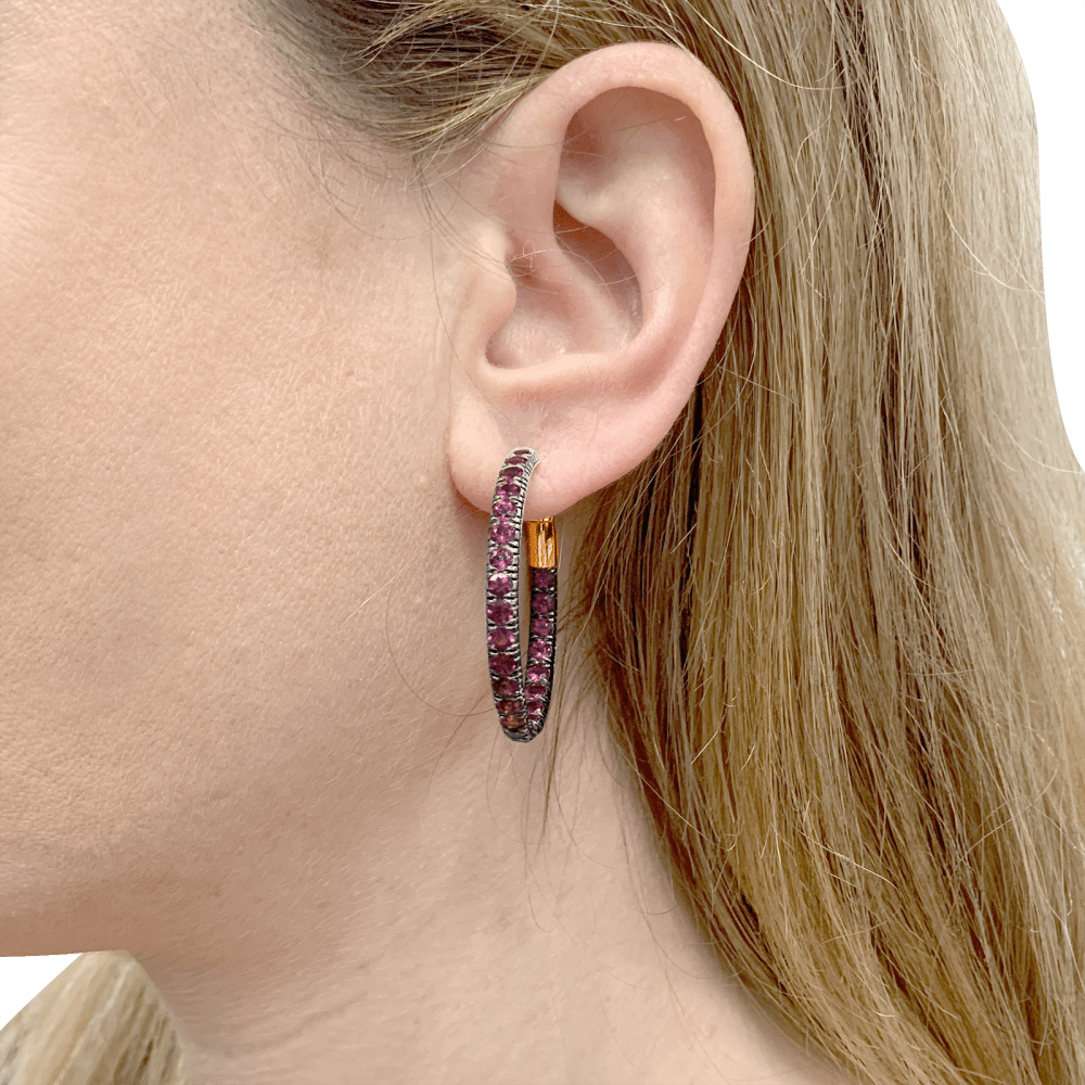 Boucles d'oreilles Pomellato, "Tango", or rose, saphirs roses. 6
