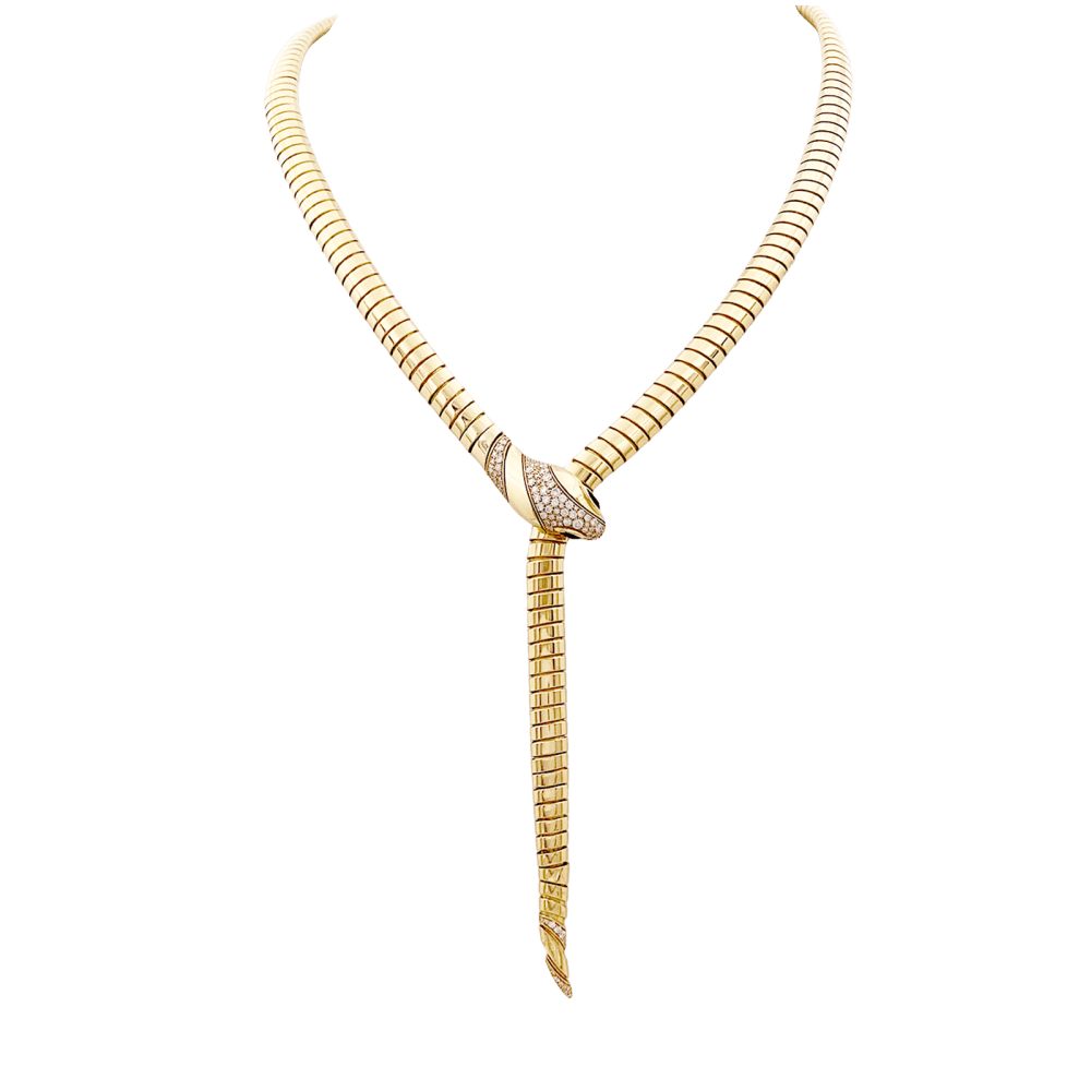 Collier Bulgari, « Serpenti Tubogas », or jaune, diamants, onyx. 1