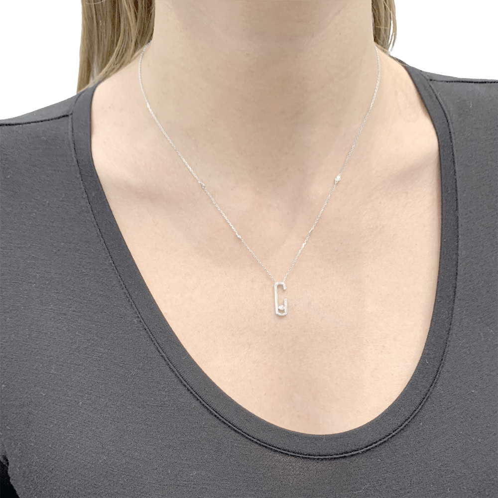 Collier Messika, "Move", or blanc et diamants. 6