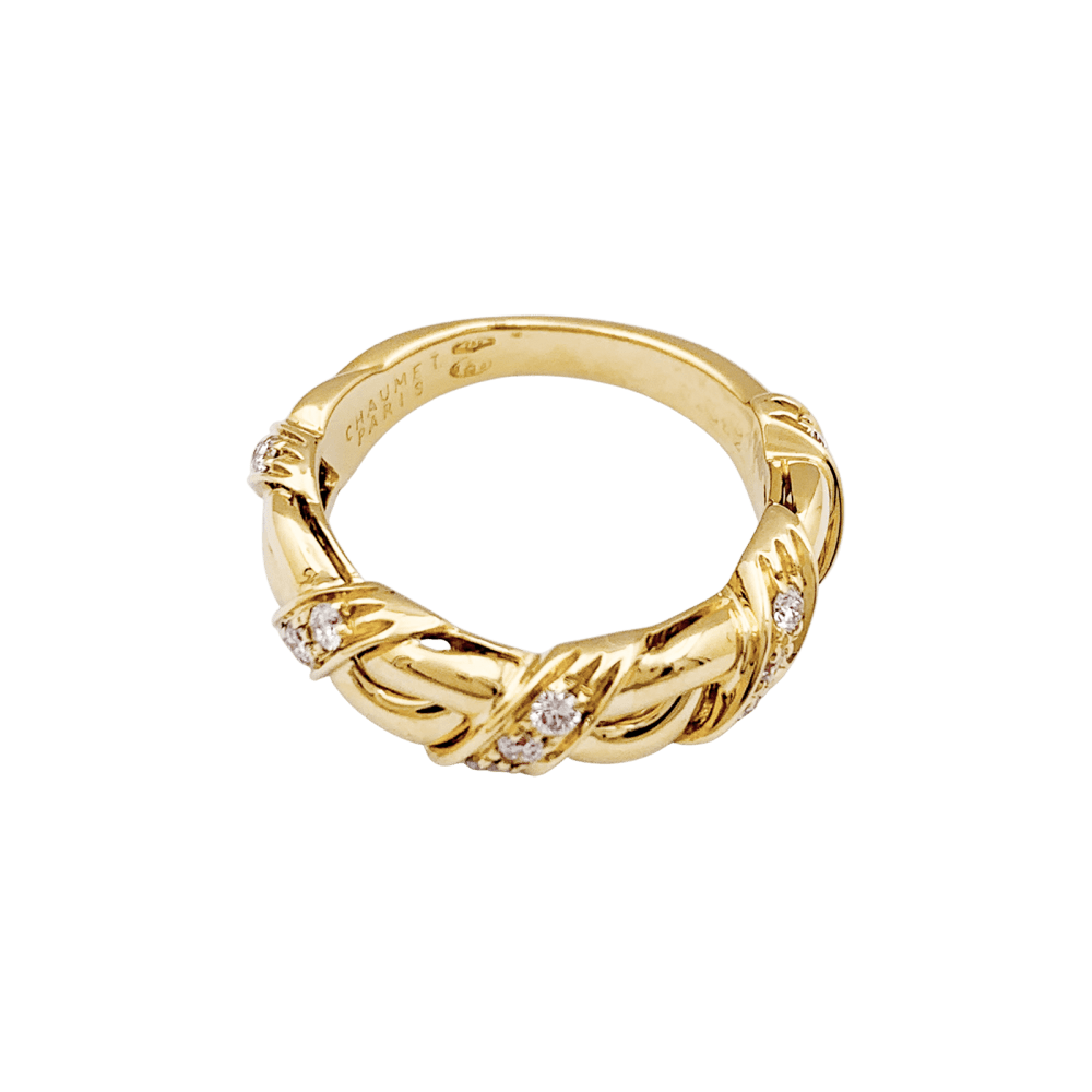 Bague Chaumet, "Tresse", or jaune et diamants. 3