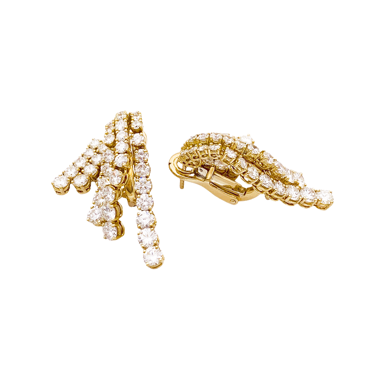 Boucle d'oreilles "Cascade", or jaune, diamants. 3