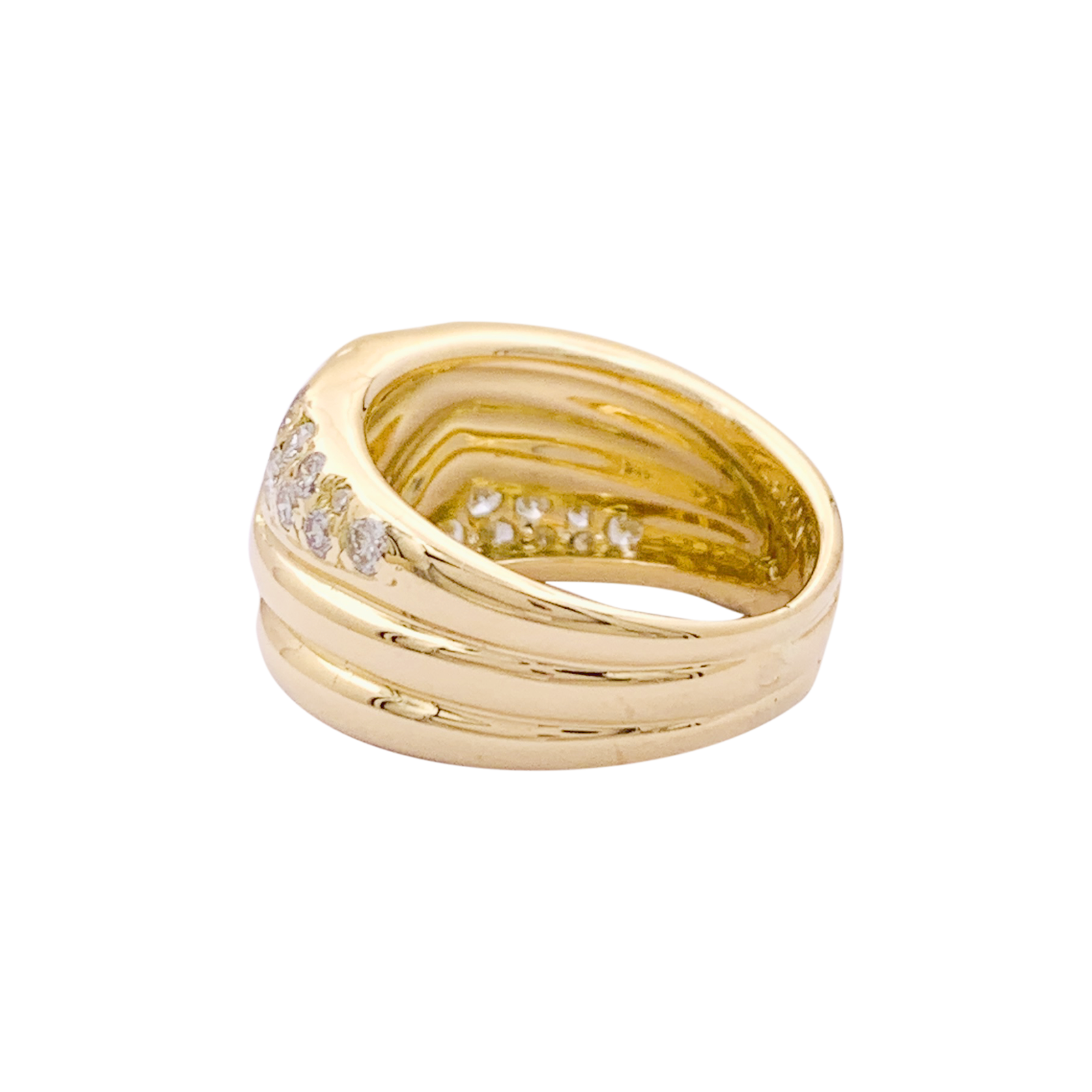 Bague godrons en or jaune et diamants. 4