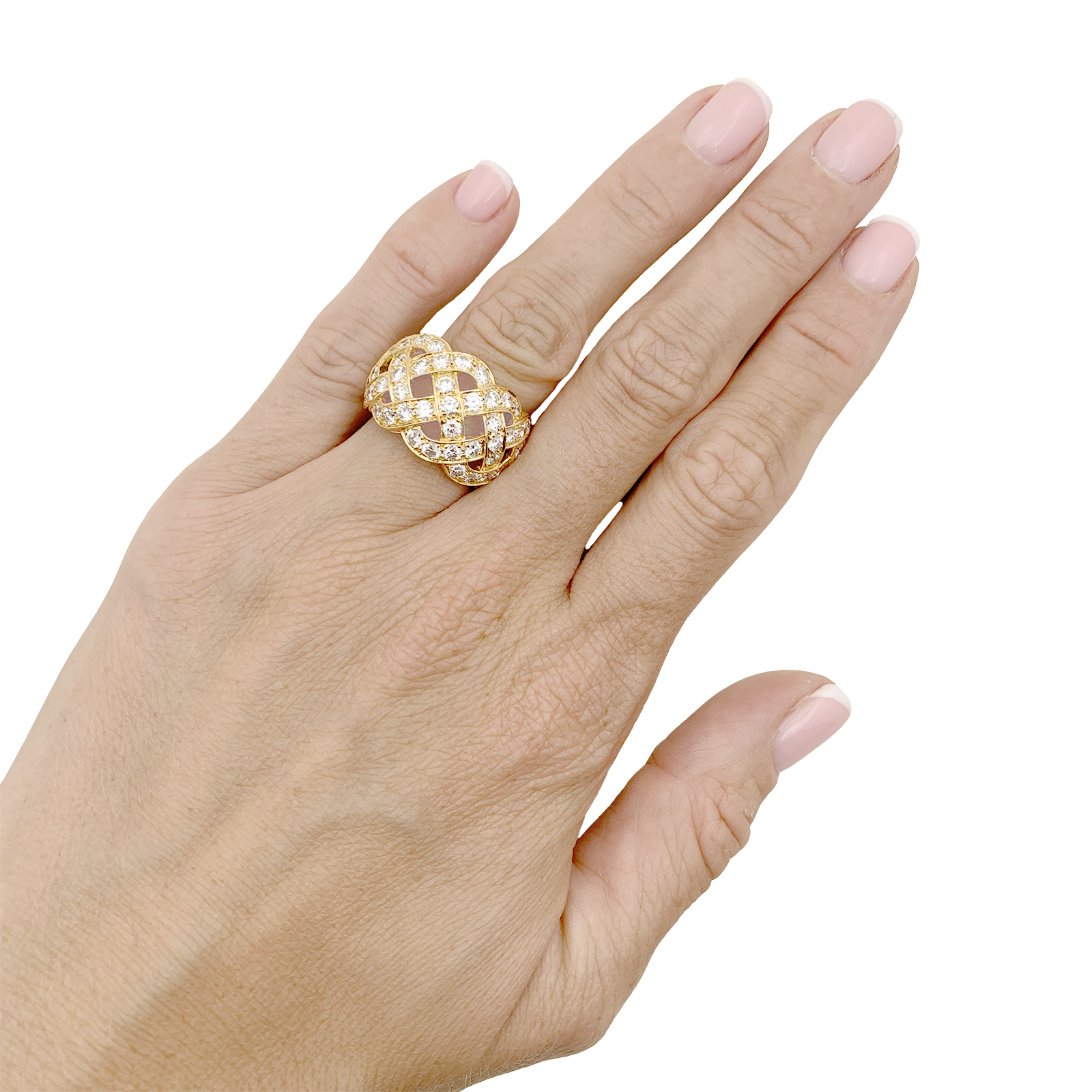 Bague Van Cleef & Arpels, « Tresse », or jaune 750/000, diamants. 7
