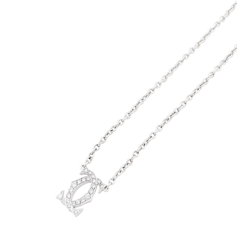 Collier Cartier, "Double C", or blanc et diamants. 3