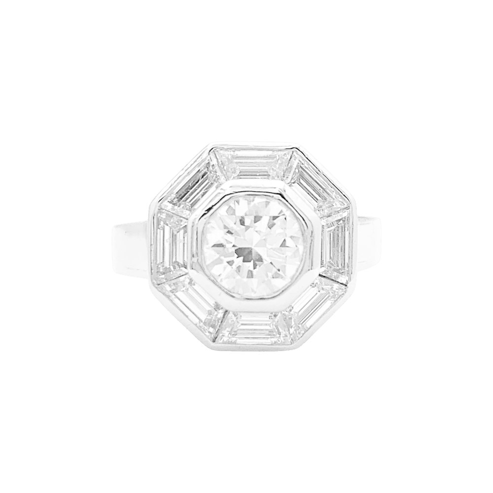 Bague MELLERIO, platine et diamants. 1