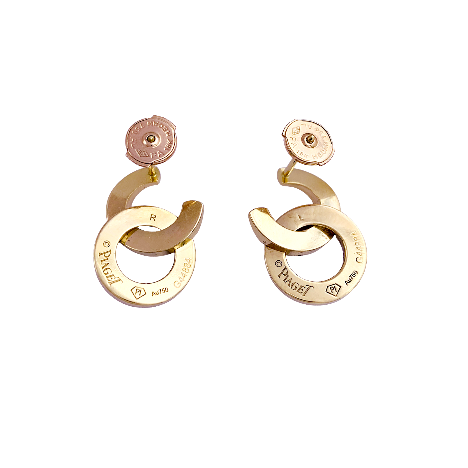 Boucles d'oreilles PIAGET "POSSESSION" or rose, diamants. 2