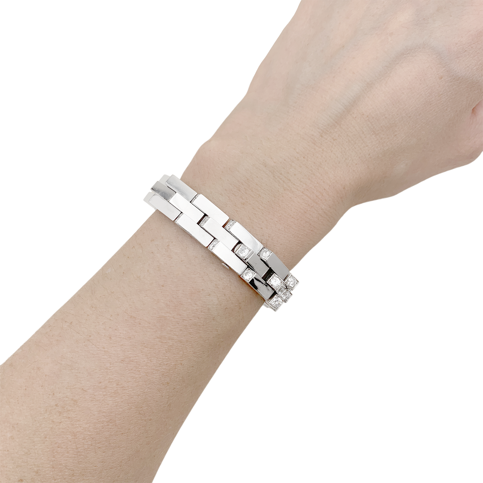 Bracelet Vintage Boucheron, "Crémaillère", platine, diamants. 7