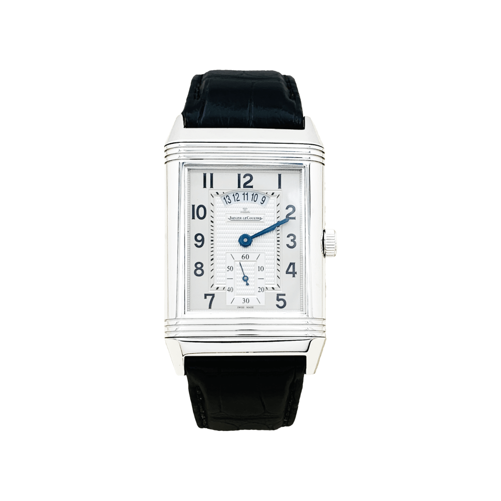 Montre Jaeger-Lecoultre , « Grande Reverso 986 Duodate », acier, cuir. 1