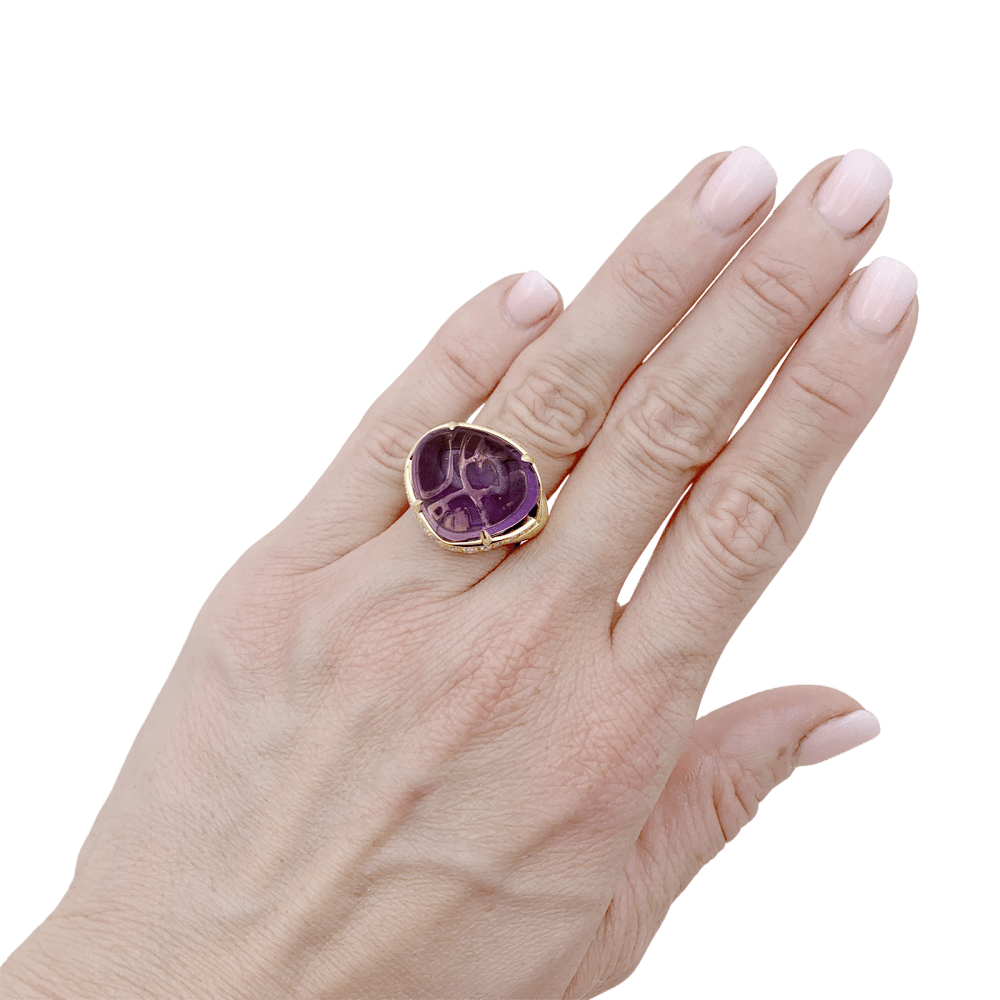 Bague Bulgari, "Sassi Mediterranean Eden", or jaune, améthyste et diamants. 4