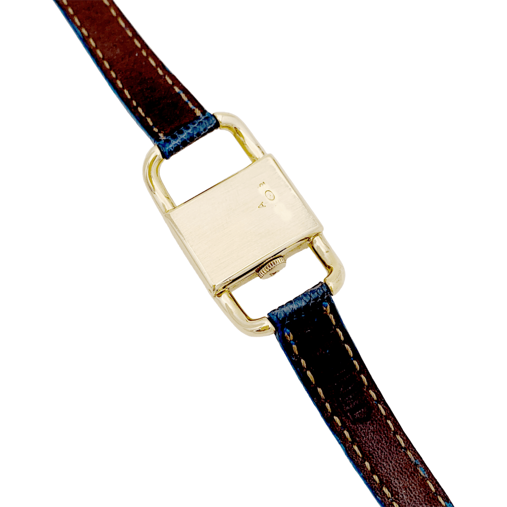 Montre Jaeger-Lecoultre, "Etrier", or jaune, cuir. 5