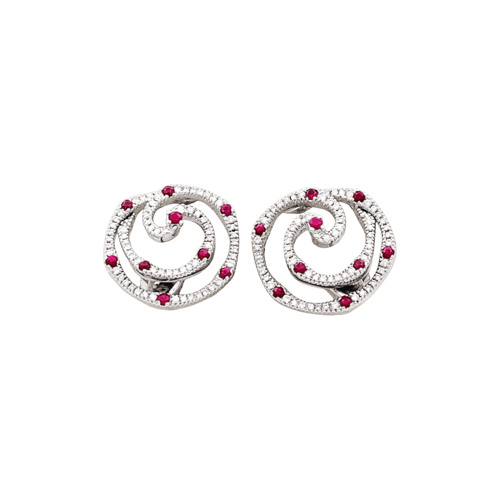 Boucles d'oreilles Giovanni Ferraris, or blanc, diamants et rubis. 1