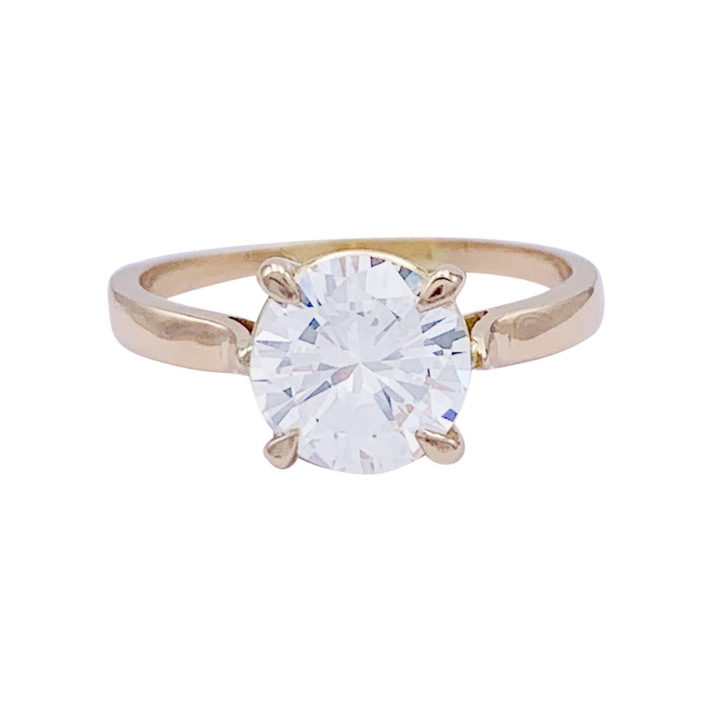 Bague solitaire en or rose, diamant 1,56 carats. 2