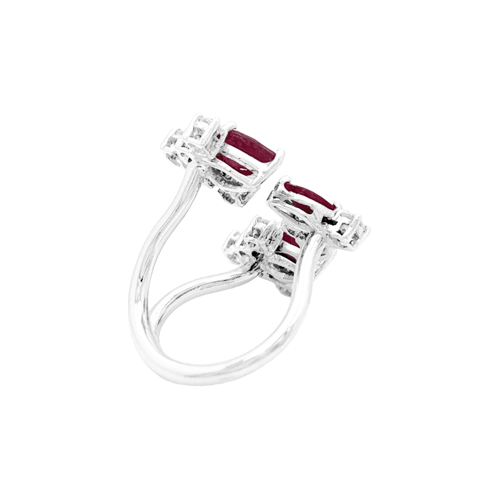 Bague ouverte, or blanc, rubis et diamants. 5
