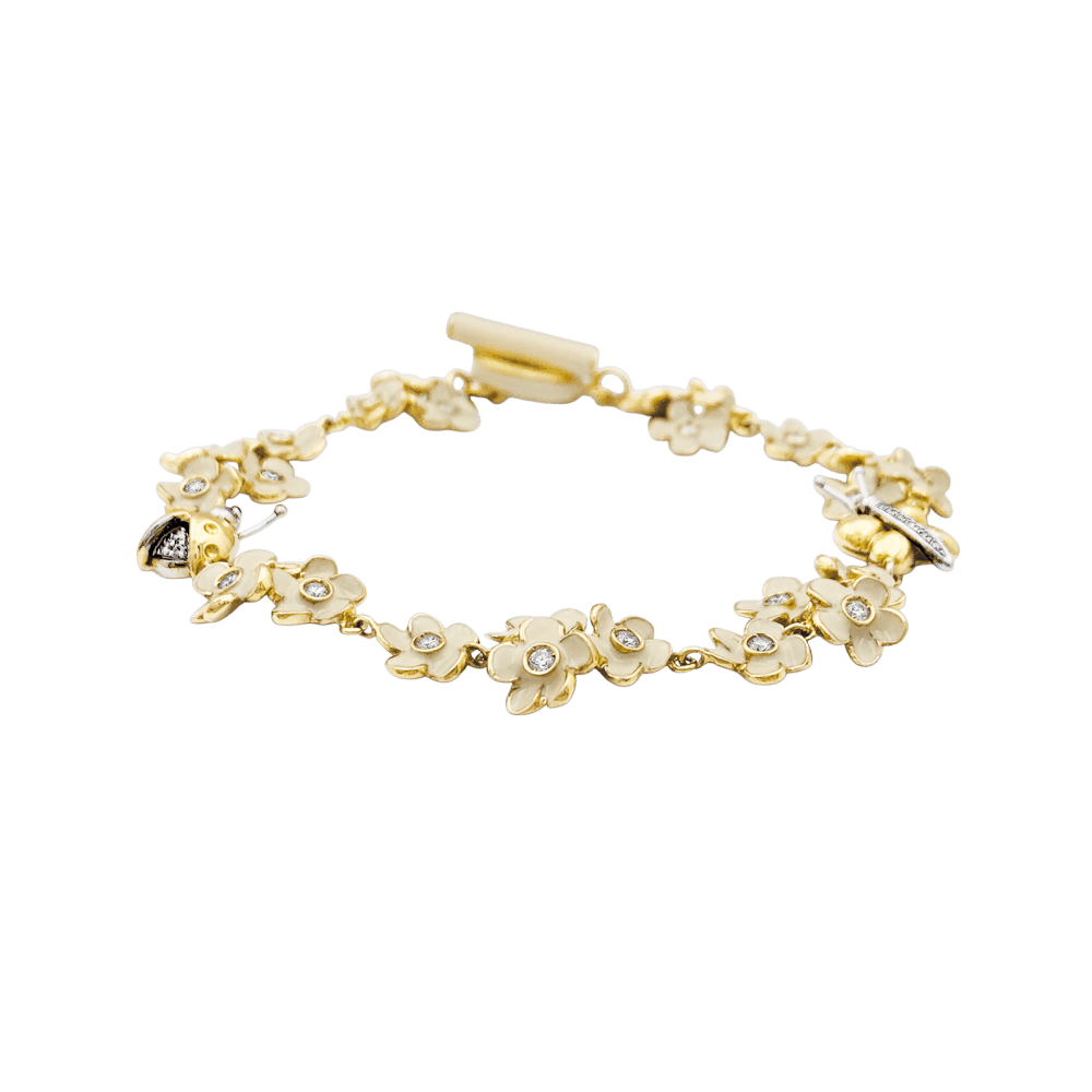 Bracelet Roberto Coin, or rose, diamants, émail. 1