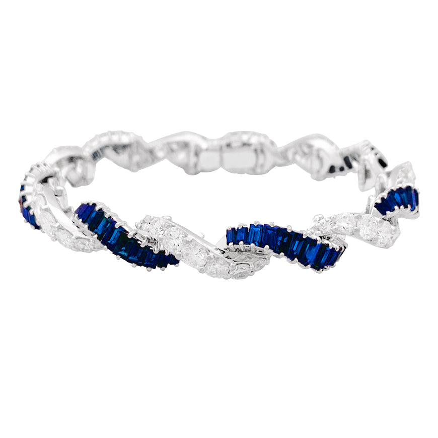 Bracelet or blanc, diamants, saphirs. 3