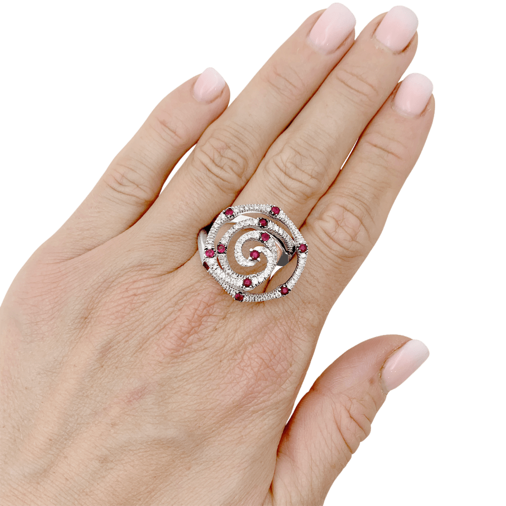 Bague Giovanni Ferraris, or blanc, diamants et rubis. 5