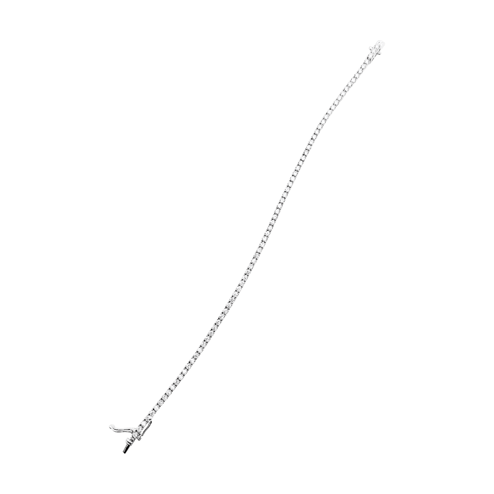 Bracelet ligne, or blanc et diamants. 4