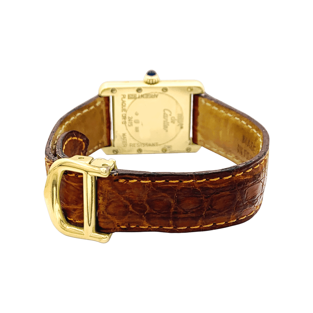 Montre Cartier, "Tank Must", vermeil, cuir. 5