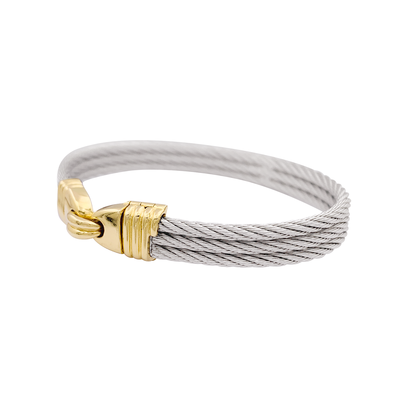 Bracelet vintage Fred, "Force 10", or et acier. 3