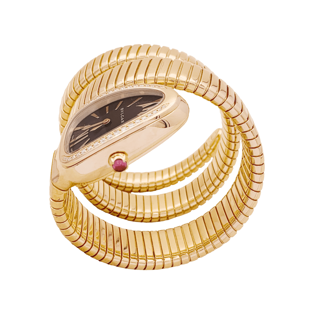 Montre Bulgari, “Serpenti Tubogas”, or rose, diamants. 5
