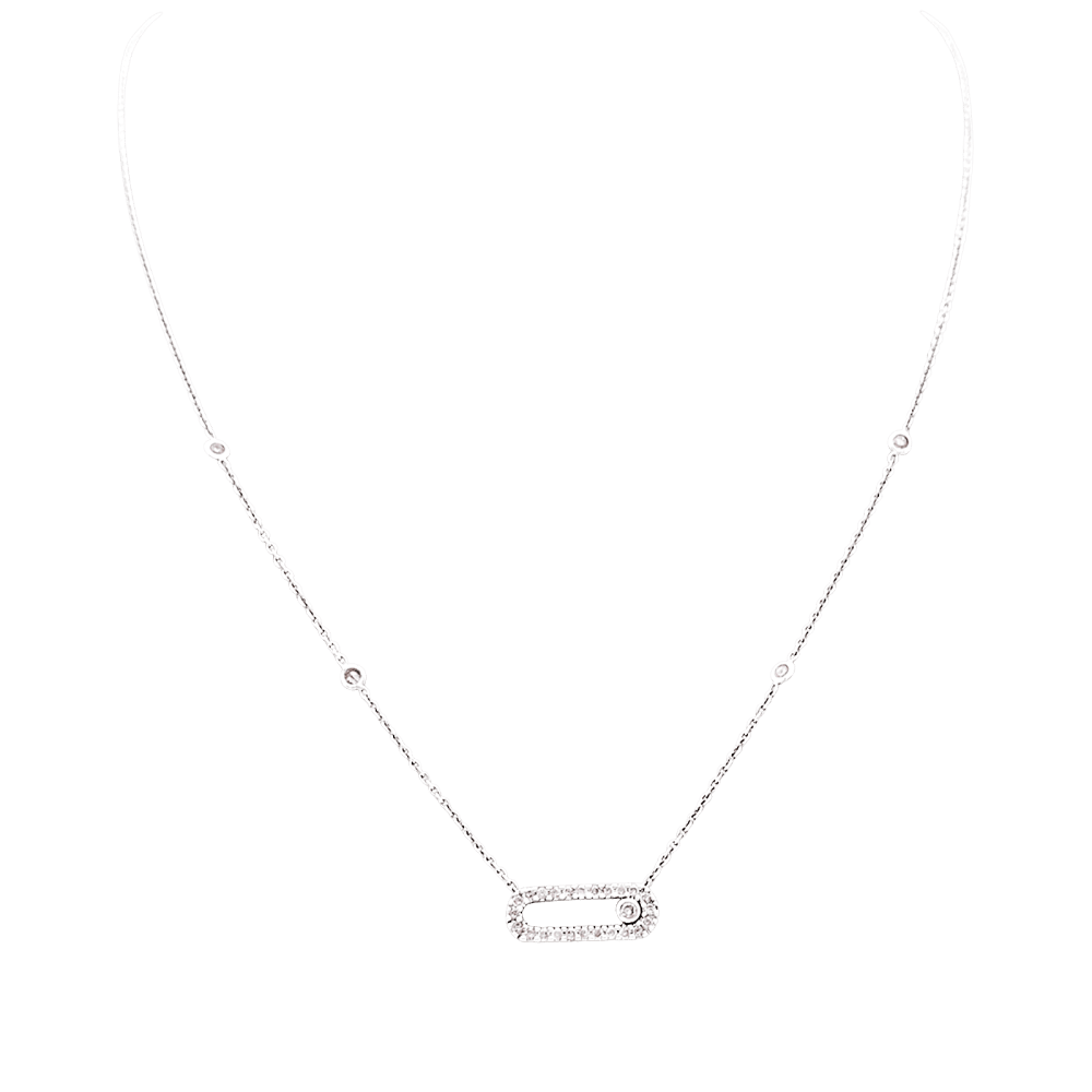 Collier Messika "Move Uno Pavé", or blanc, diamants. 1