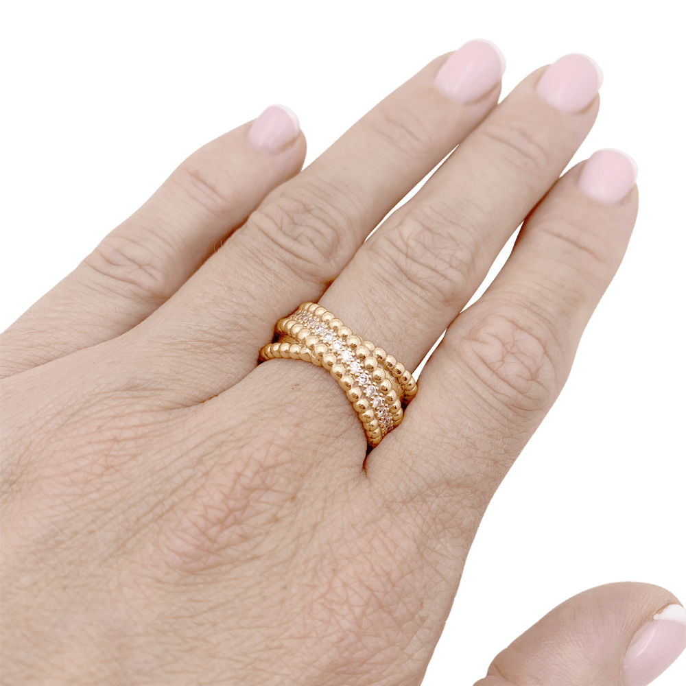 Bague VAN CLEEF ET ARPELS,"Duo Perlée", or rose, diamants. 7