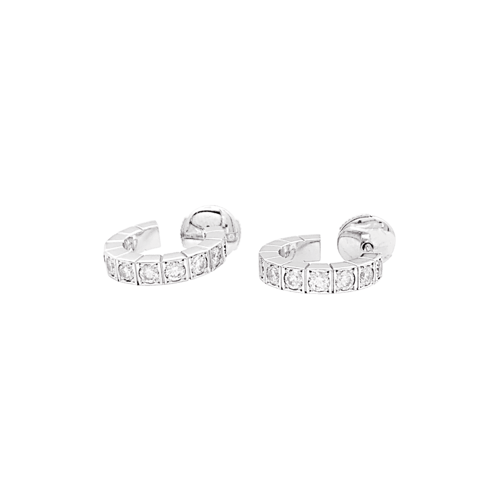 Boucles d'oreilles Cartier, "Lanière", or blanc et diamants. Petit modèle. 2