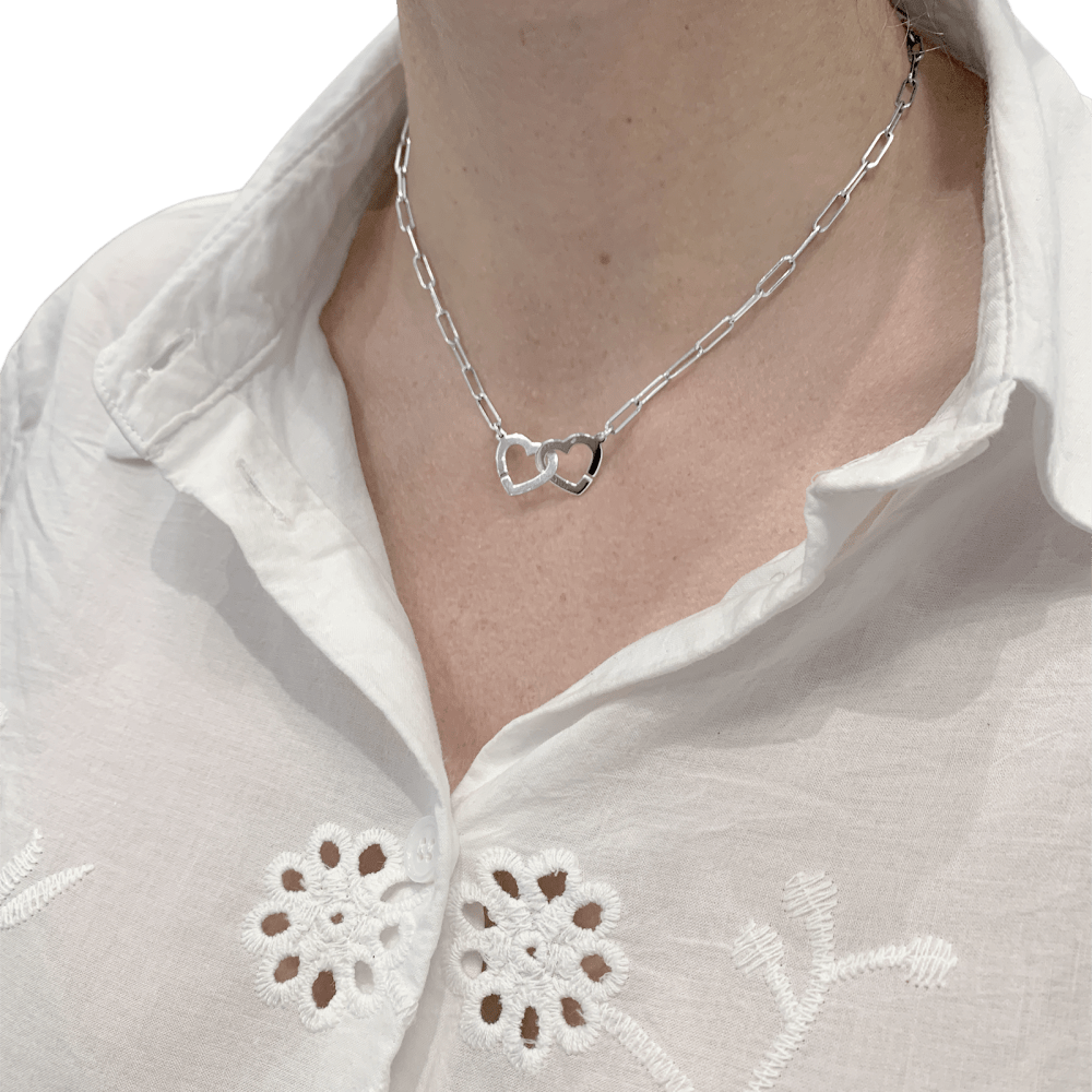 Collier Dinh Van, "Double Cœurs" or blanc. 5