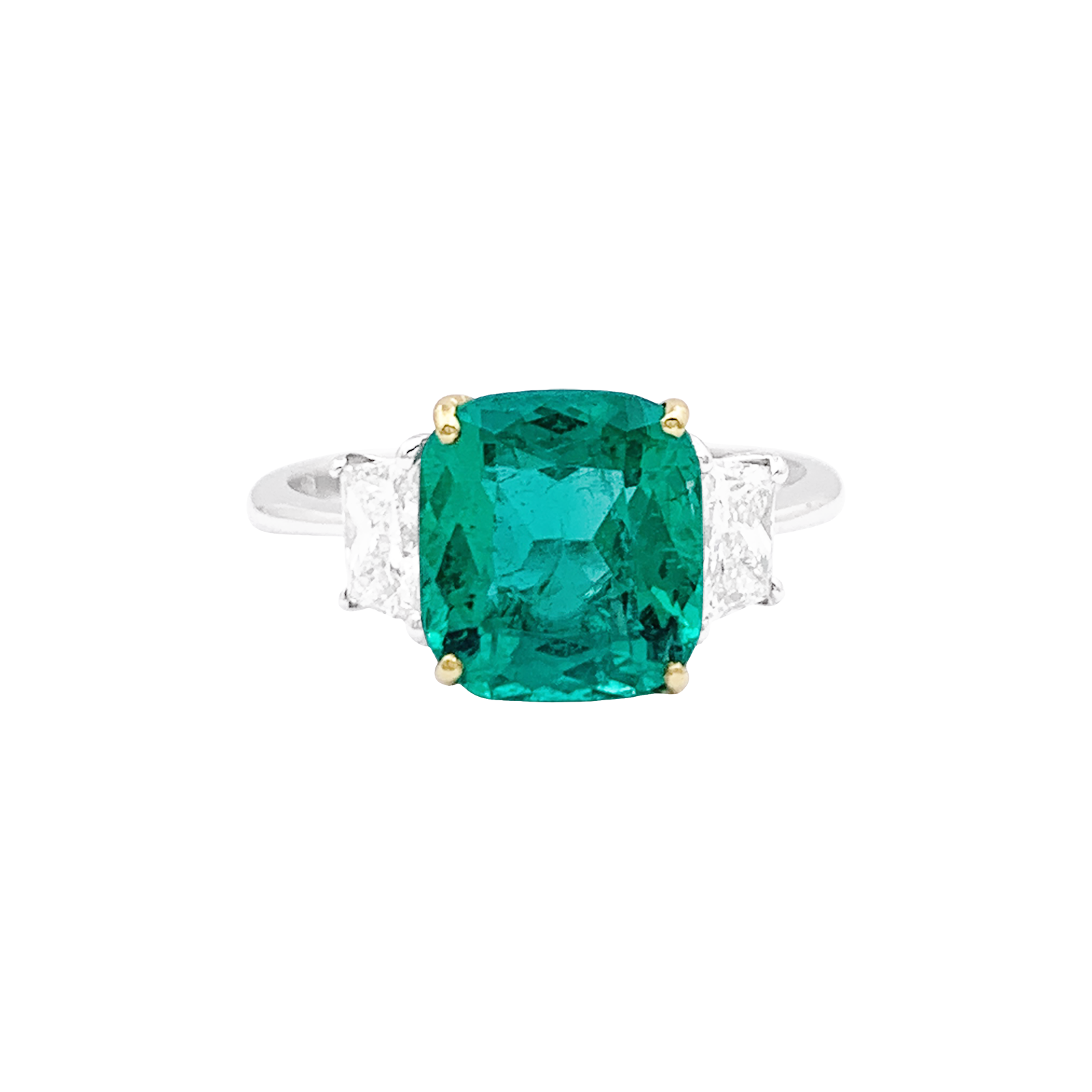 Bague émeraude, deux ors et diamants. 1
