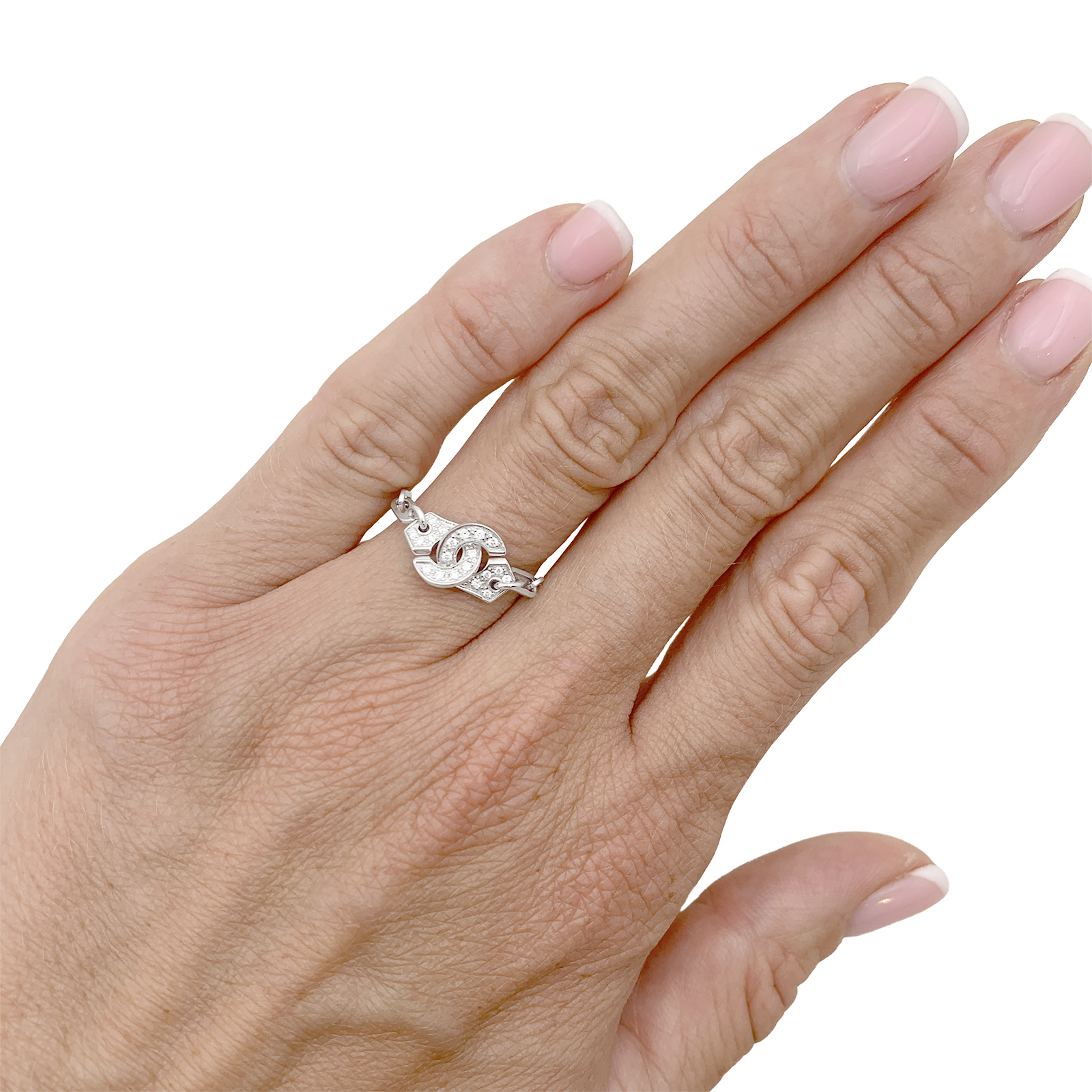 Bague Dinh Van, "Menottes R7.5", or blanc, diamants. 4