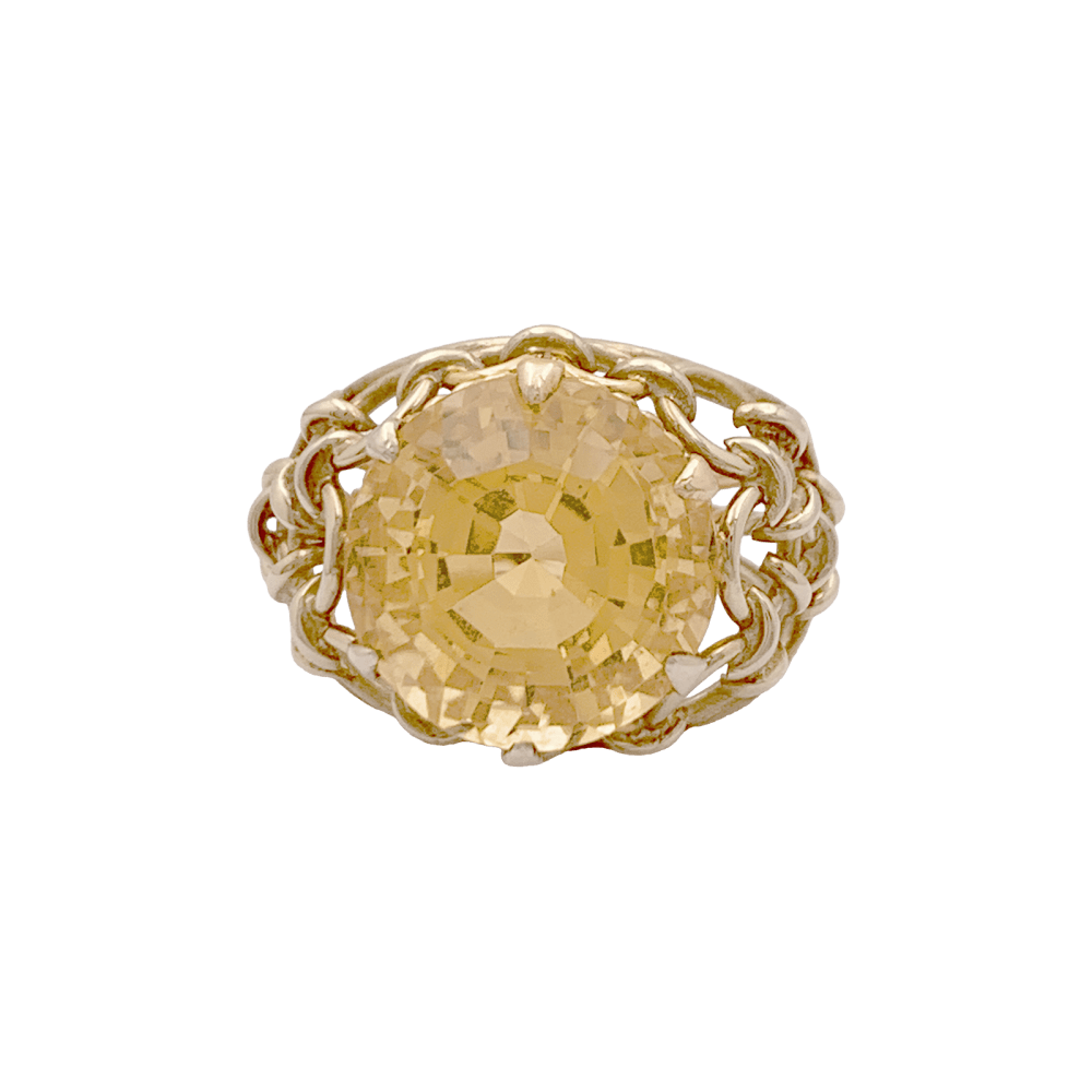 Bague vintage or jaune, citrine. 1