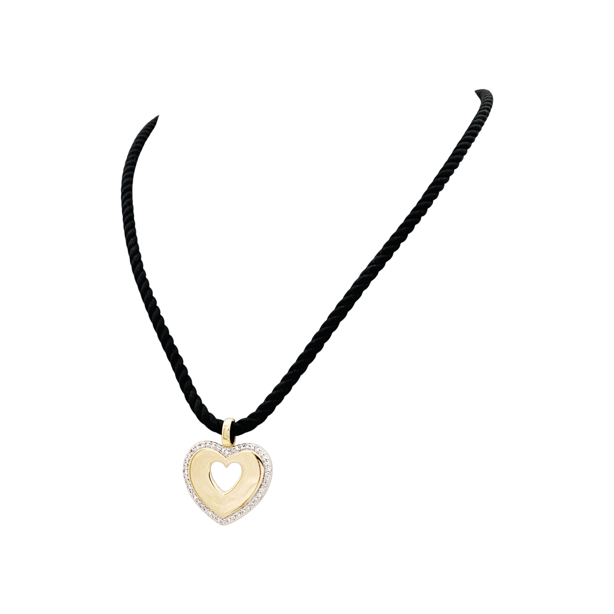 Pendentif Poiray "Coeur Secret" en deux tons d'ors et diamants. 2