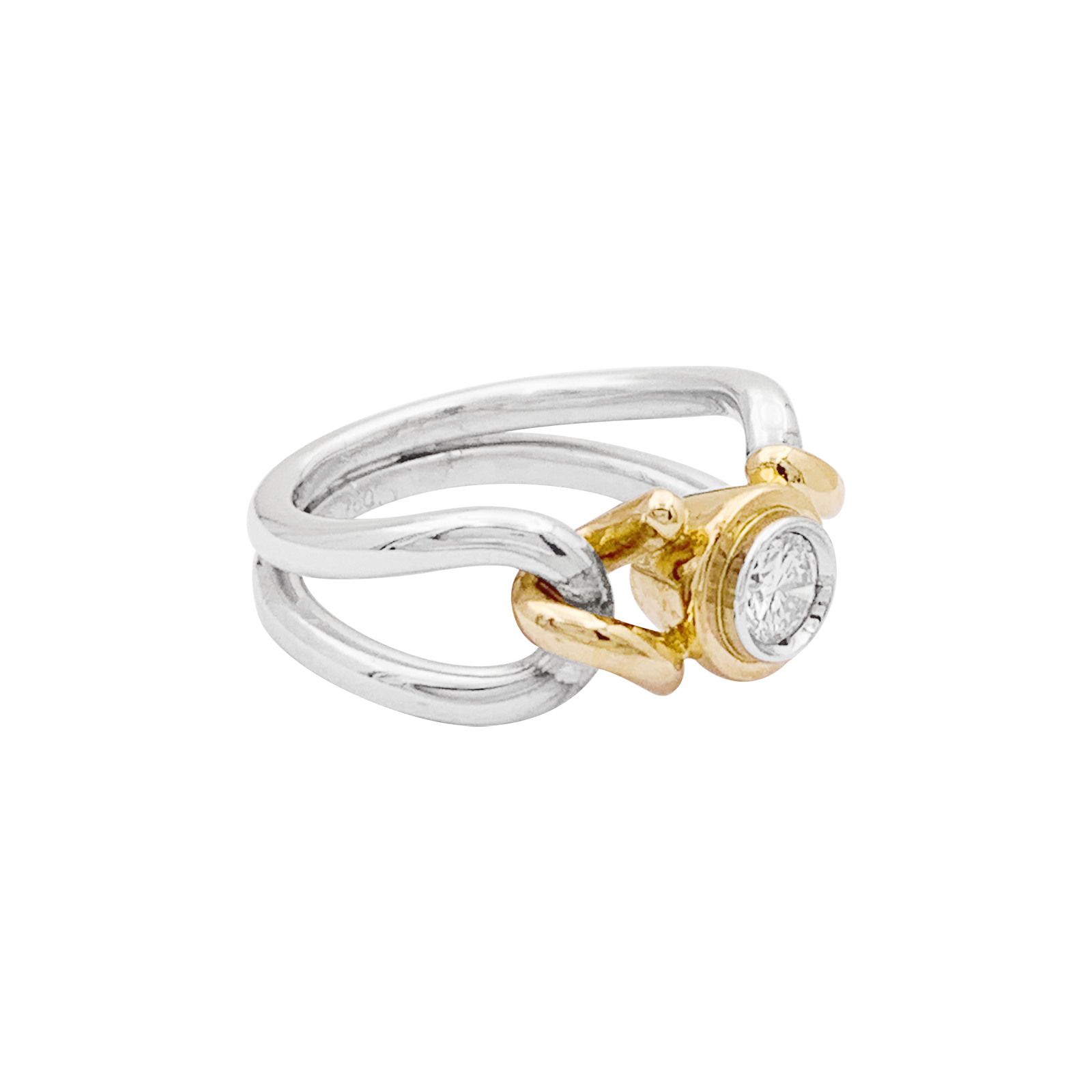 Bague FRED, deux tons d'or et diamant. 4