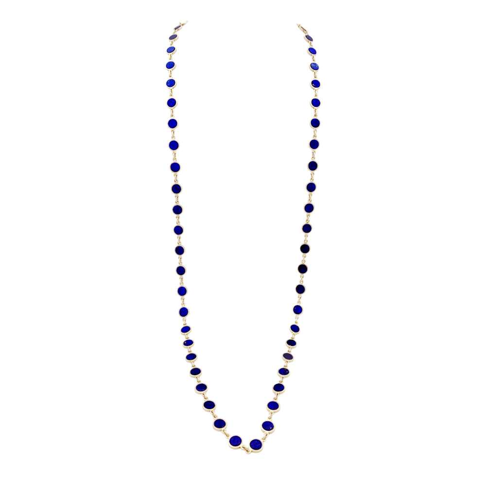 Sautoir or jaune et lapis-lazuli. 1