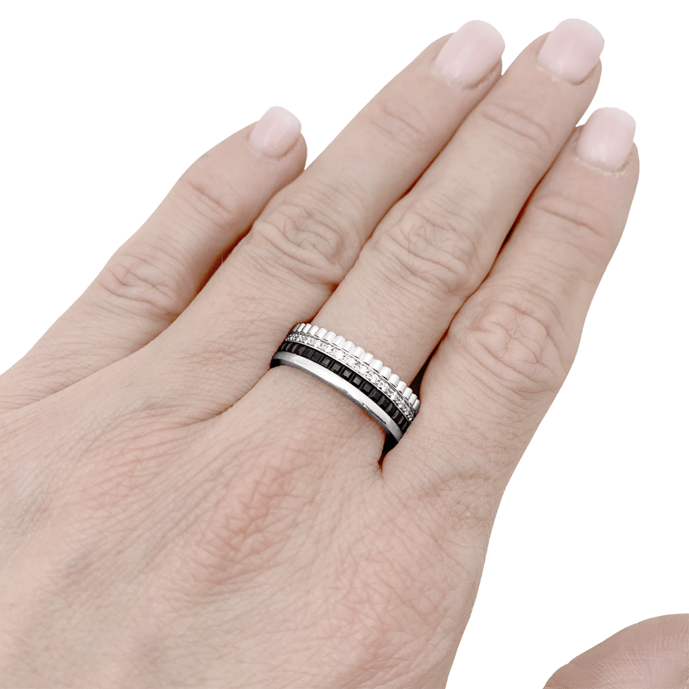 Bague Boucheron,"Quatre Black Edition Small", en or blanc, PVD et diamants. 5
