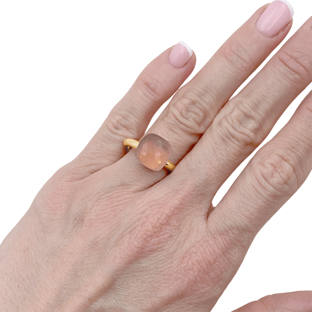 Bague Pomellato, "Nudo Classic", deux ors, quartz rose. 5