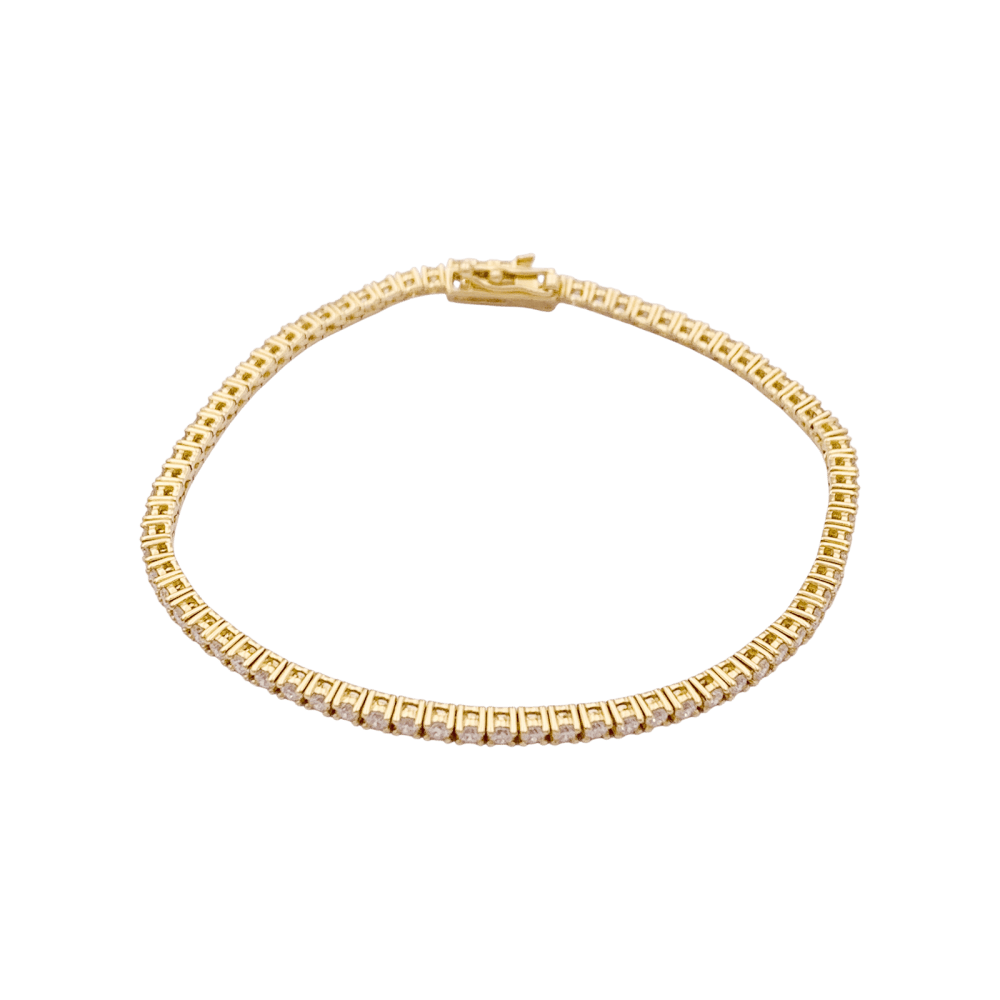 Bracelet ligne, or jaune et diamants. 2