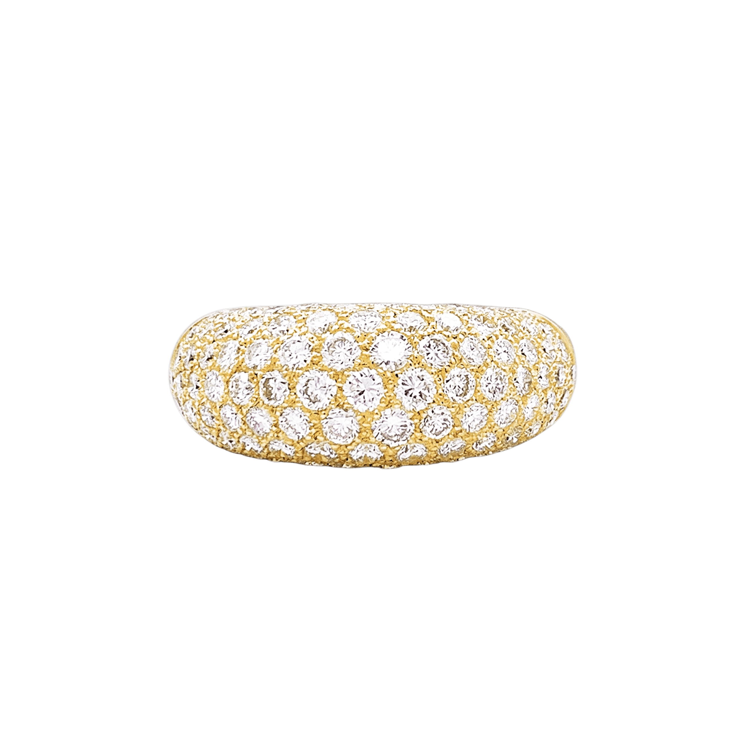 Bague jonc bombé, or jaune et diamants. 1